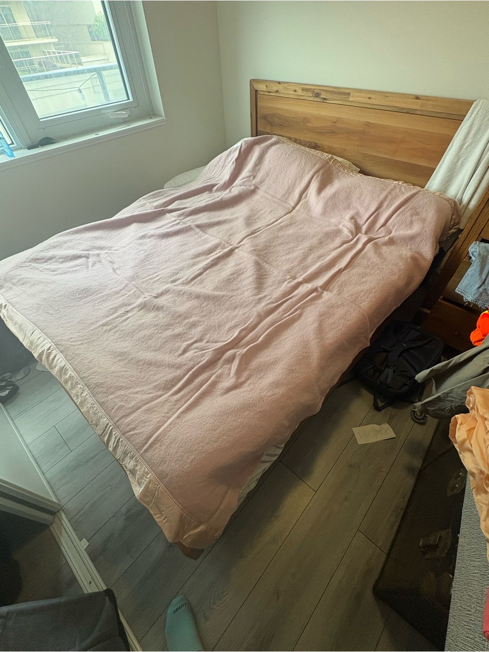 Vintage Kenwood Soft Pink Wool Blanket- Queen Size
